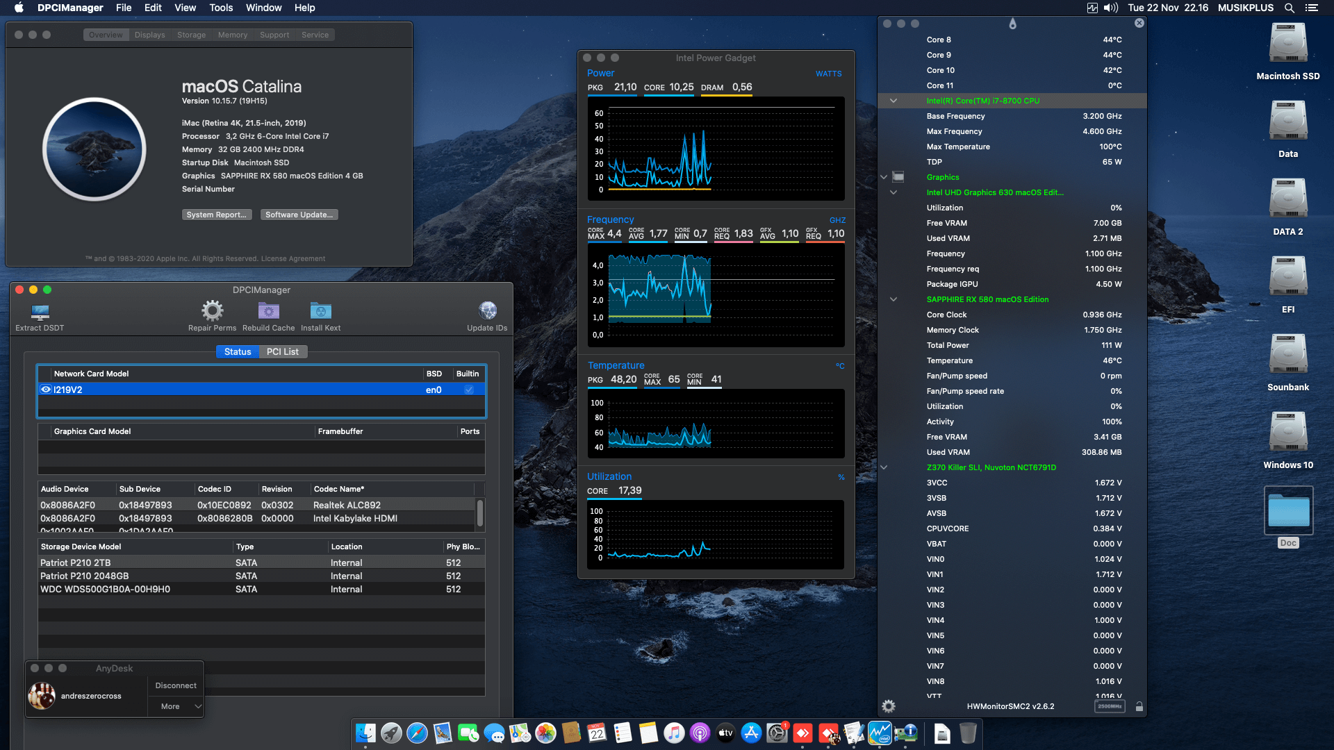 Success Hackintosh macOS Catalina 10.15.7 Build 19H15 in Asrock Z370 Killer SLI + Intel Core i7 8700 + Sapphire RX 580